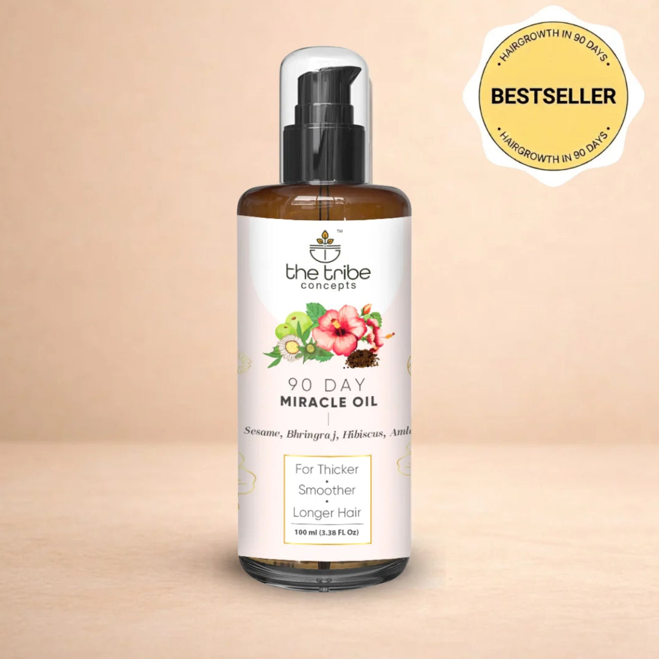 90 Day Miracle Hair Oil - Bhringraj, Amla, Hibiscus for Hairfall Control