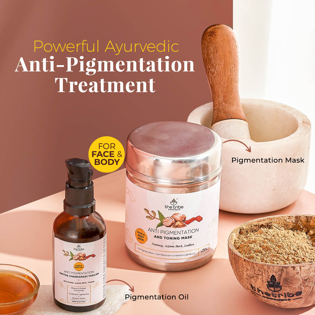 Anti-pigmentation & Toning Mask - Nutmeg & Arjuna Bark for Face and Body Pigmentation