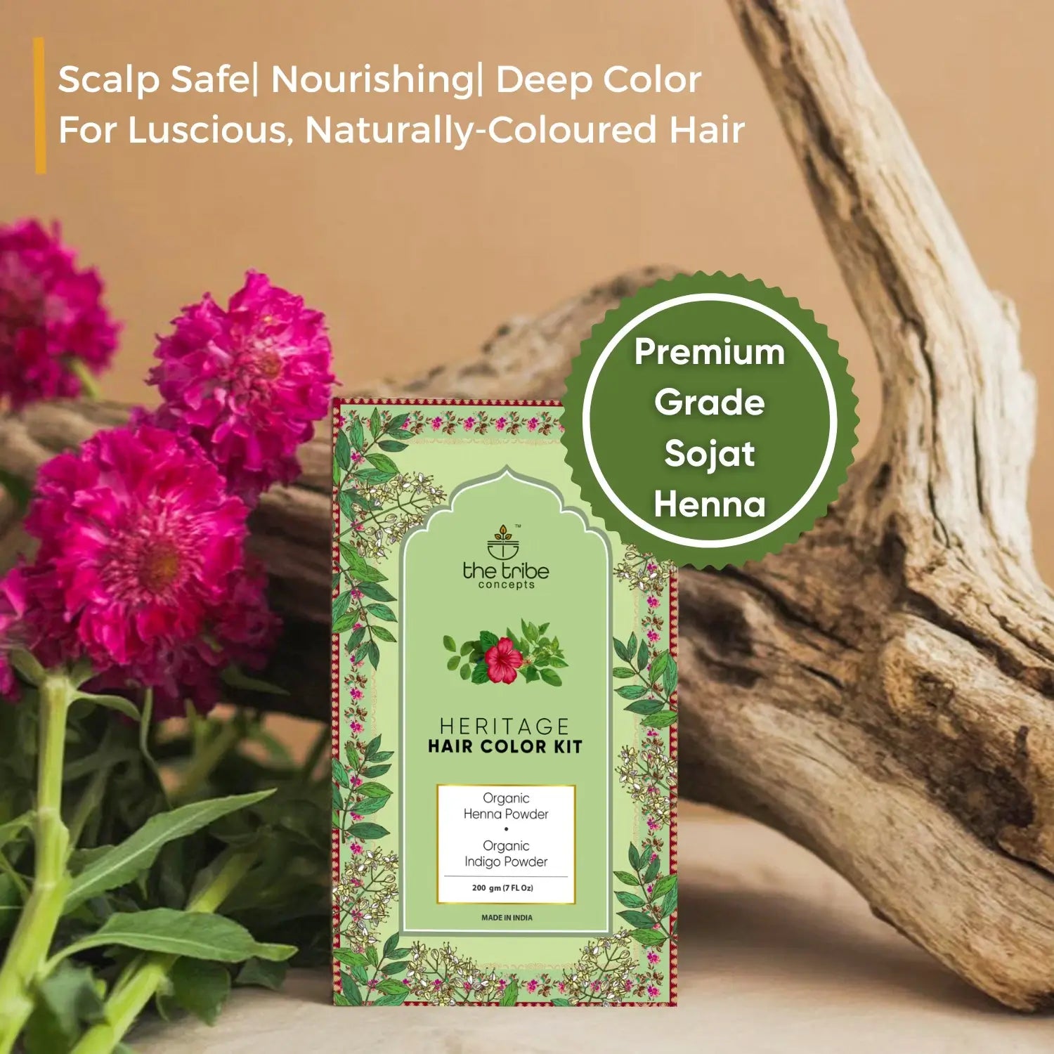 Hair Colour Kit - Herbal Hair Dye with Premium grade ingredients for Long Lasting Black Color