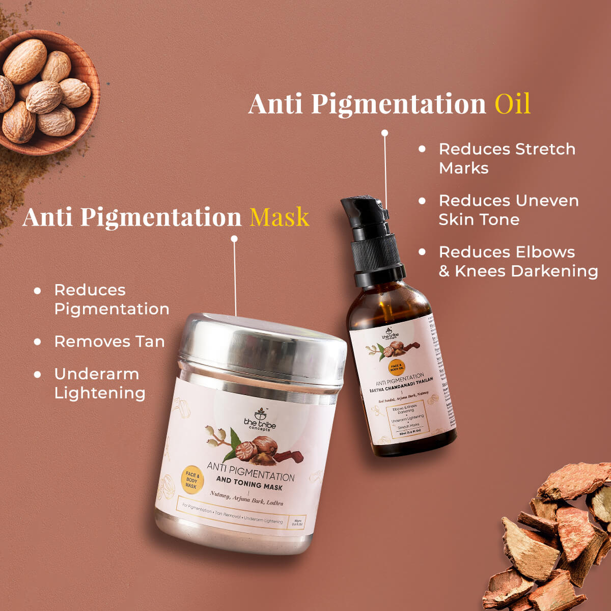 Anti-Pigmentation Kit - Nutmeg & Arjuna Bark for Uneven Skin Tone