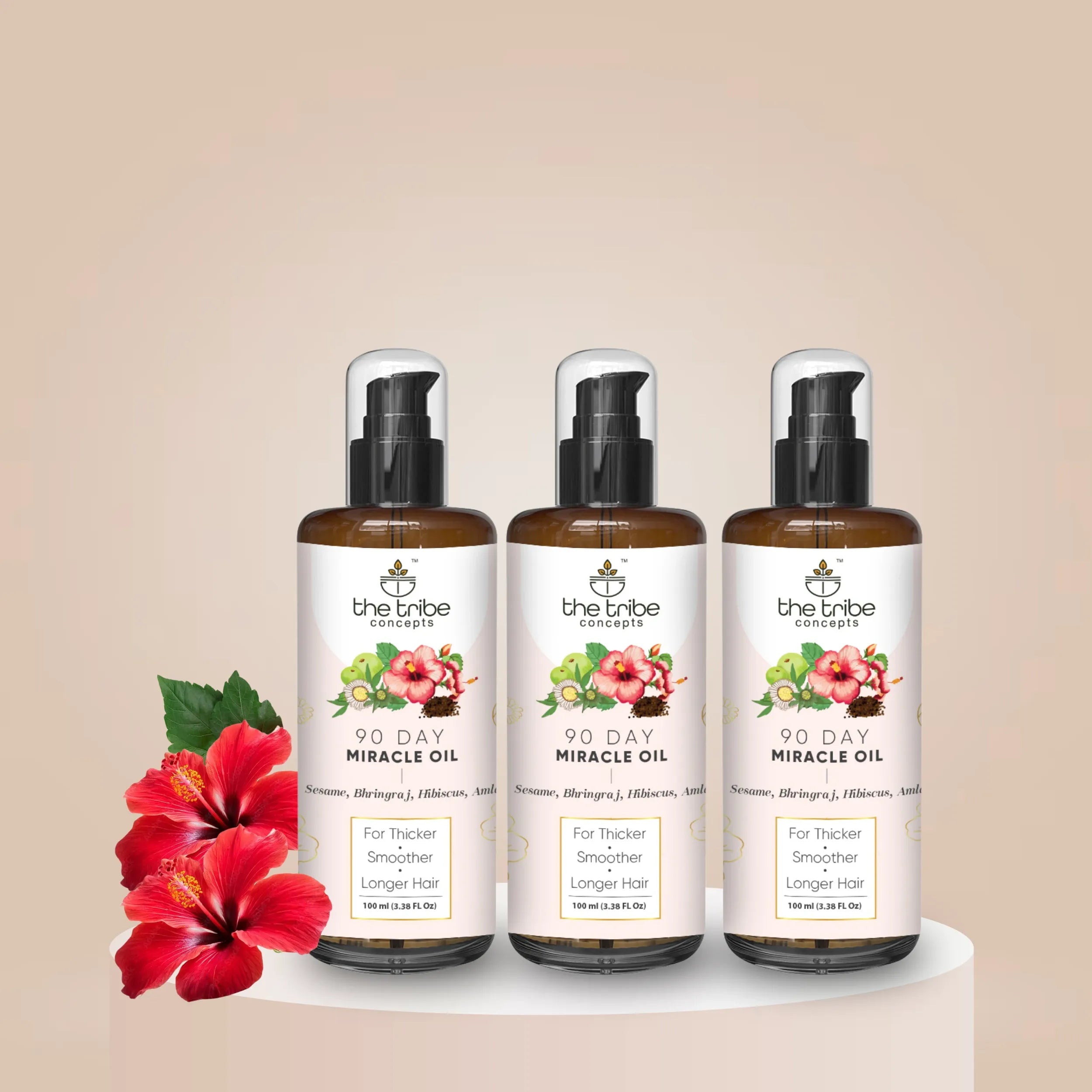 90 Day Miracle Hair Oil - Bhringraj, Amla, Hibiscus for Hairfall Control