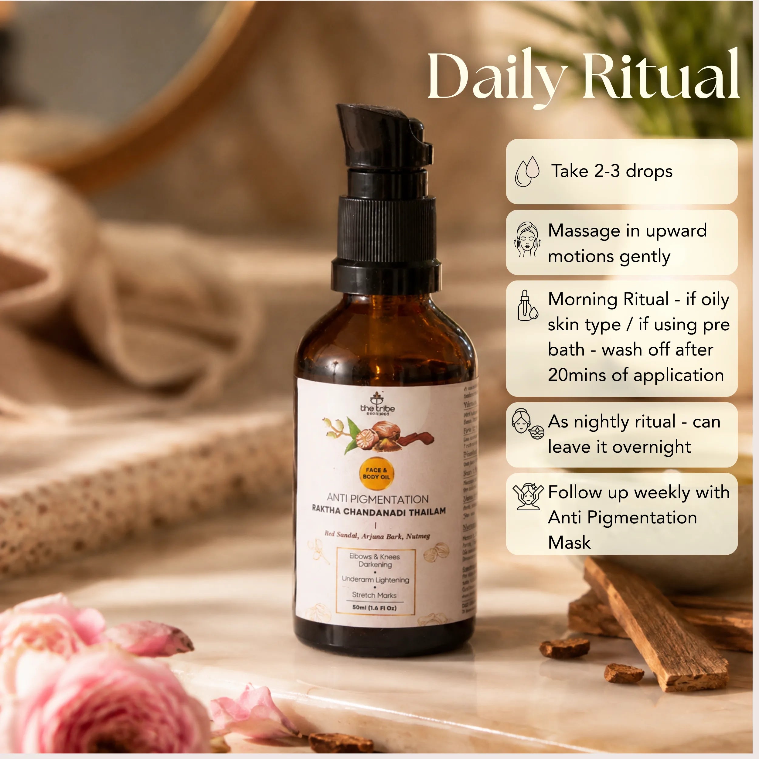Anti-Pigmentation Raktha Chandanadi Thailam - Nutmeg & Arjuna Bark For Pigmentation & Tan Removal