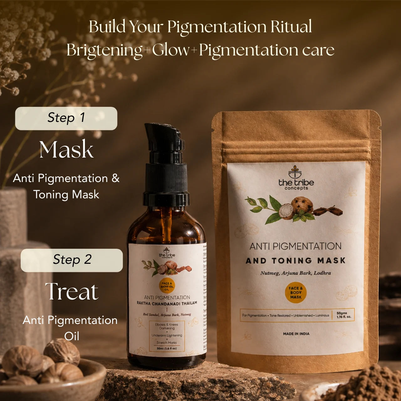 Anti-pigmentation & Toning Mask - Nutmeg & Arjuna Bark for Face and Body Pigmentation