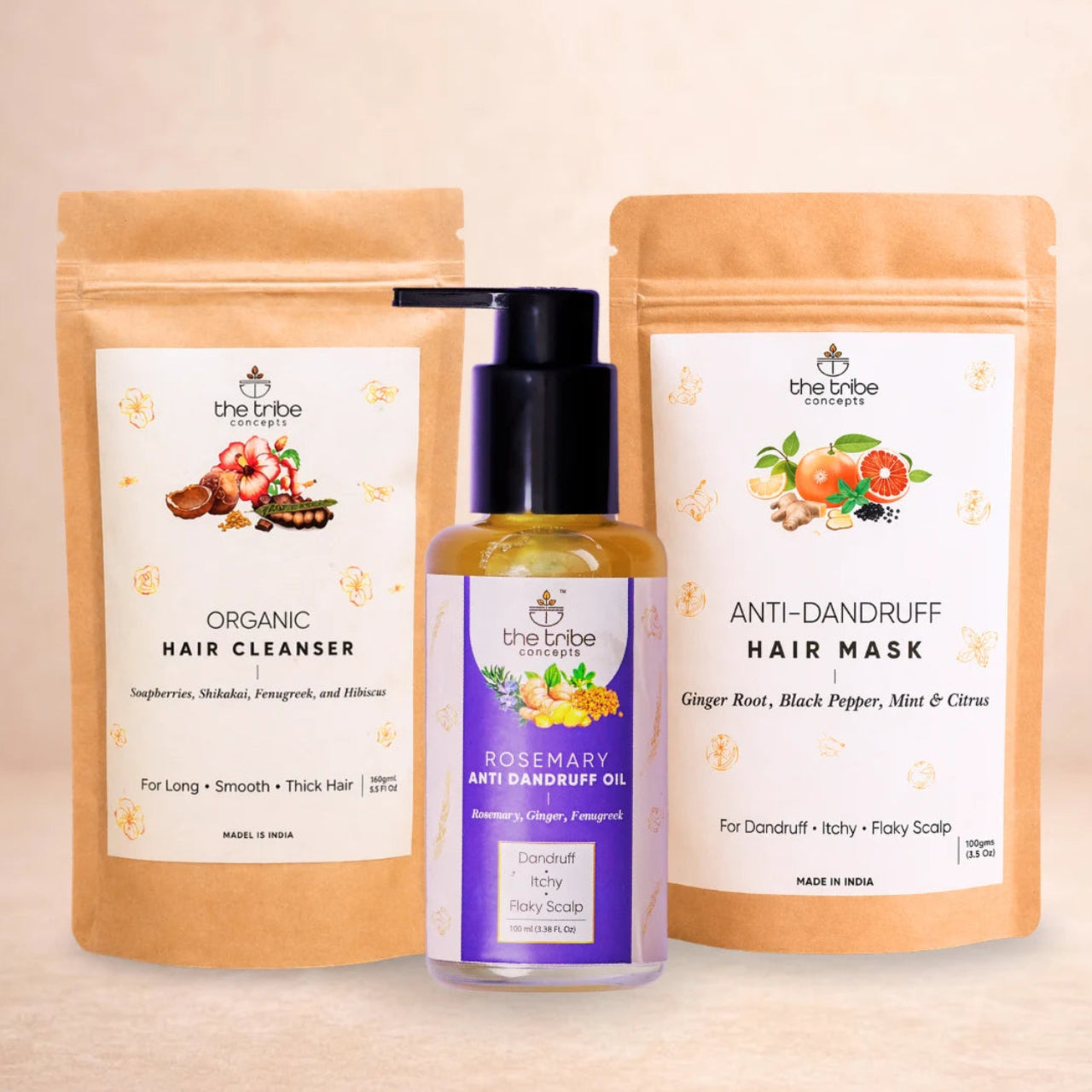 Anti-Dandruff Treatment Kit - Ginger Root & Bhringraj to Reduces Dandruff & Itchiness