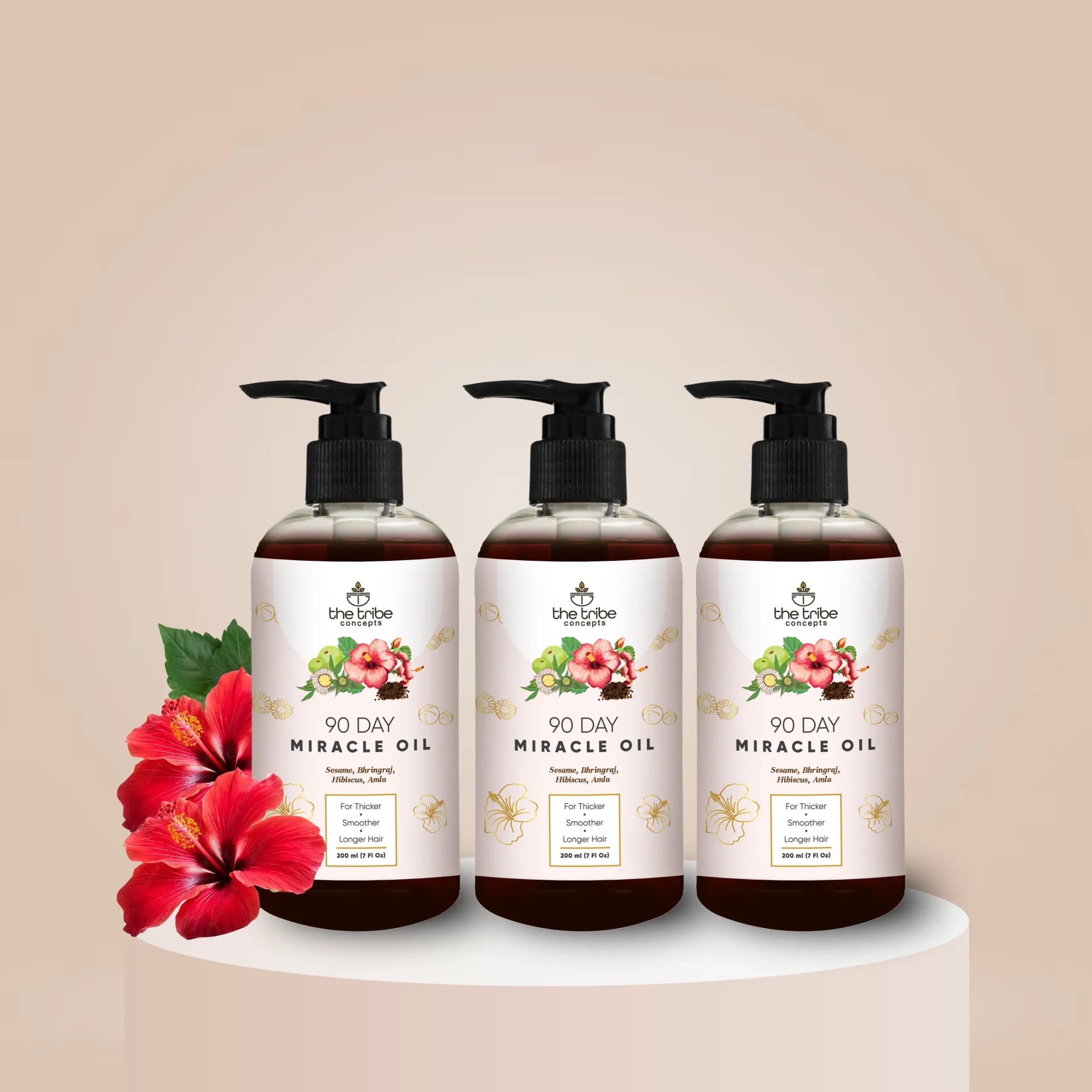 90 Day Miracle Hair Oil - Bhringraj, Amla, Hibiscus for Hairfall Control