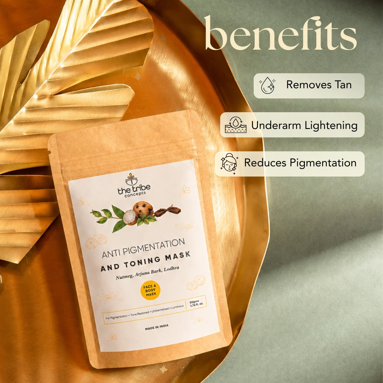 Anti-pigmentation & Toning Mask - Nutmeg & Arjuna Bark for  Face and Body Pigmentation