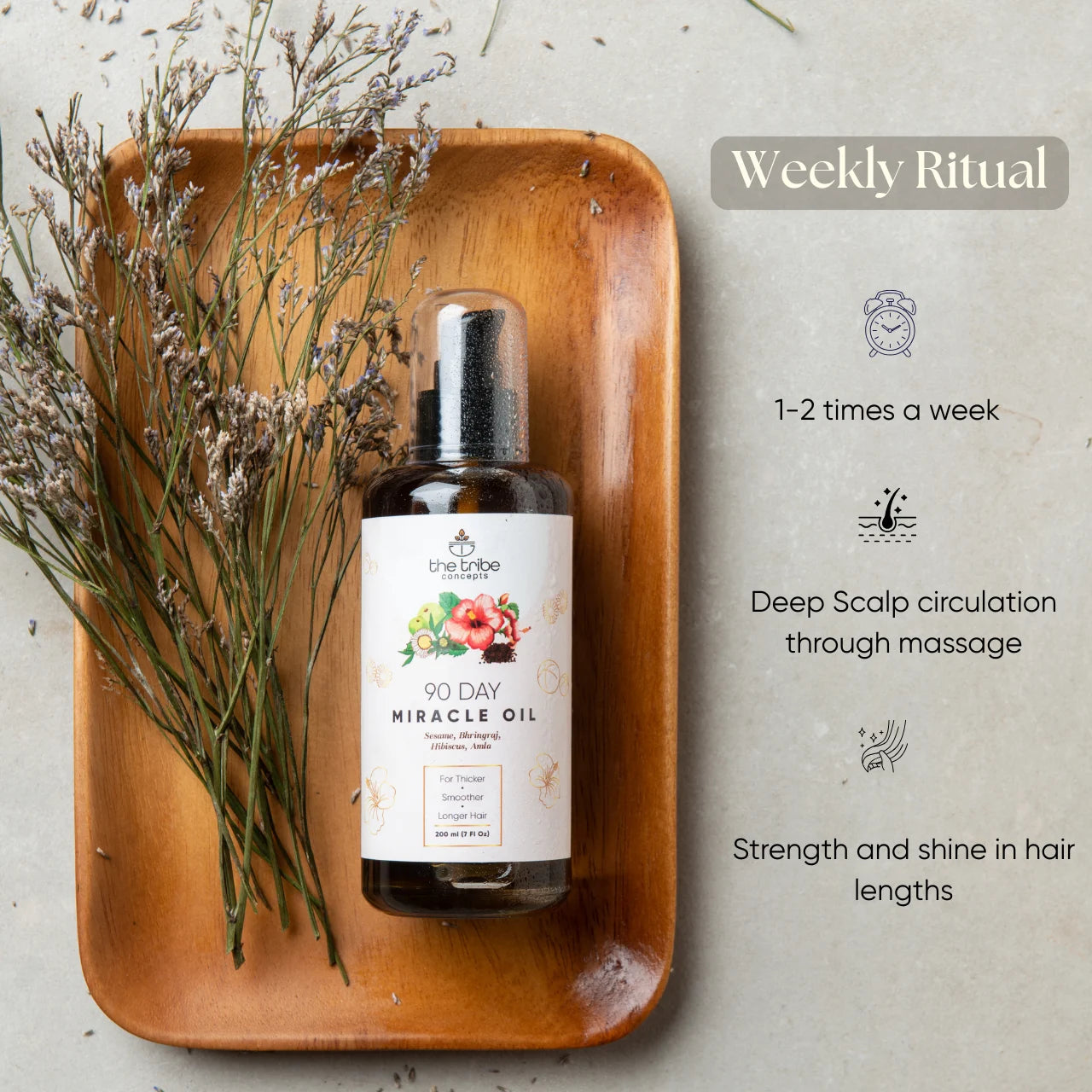 90 Day Miracle Hair Oil - Bhringraj, Amla, Hibiscus for Hairfall Control